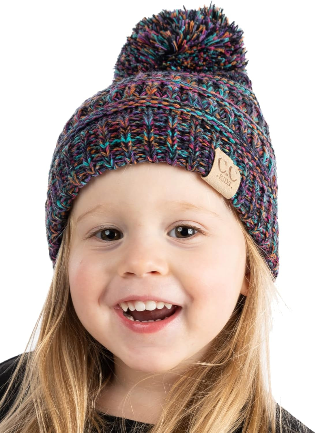 Cozy Toddler Cable Knit Pom Beanie - Warm Winter Hat for Kids