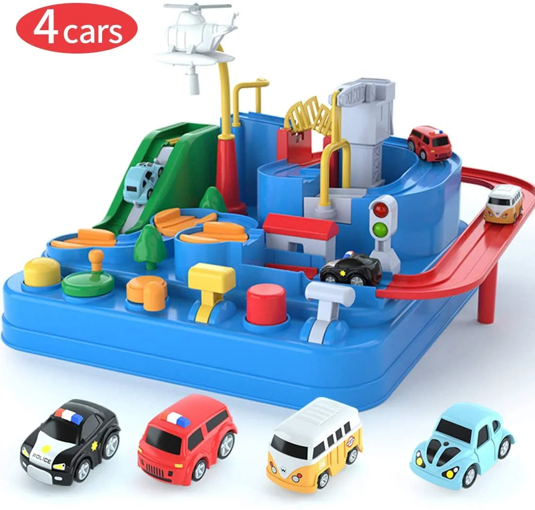 Adventure Race Car Toys for Boys 3-6 Years Race Track Playset Toddler Puzzles Interactive