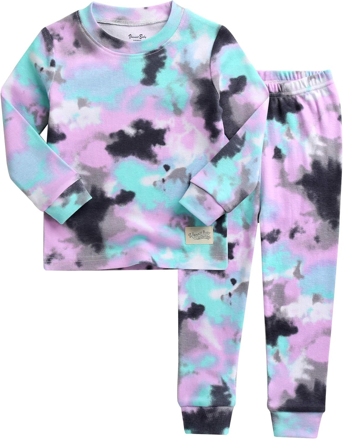 12M-12Y Toddler Kids Boys Girls 100% Cotton Marbling Tie-dye Sung Fit Sleepwear Pajamas 2Pcs Pjs Set