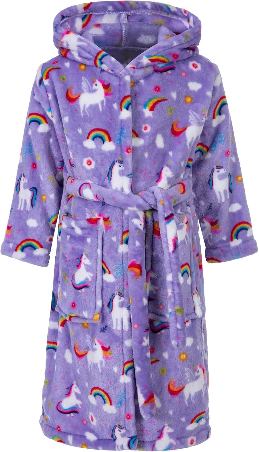Boys Girls Cartoon Hooded Bathrobe Pajamas Sleepwear