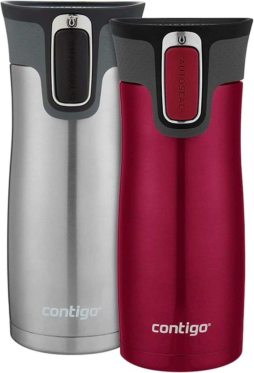 Loop Vacuum-Insulated Grapevine & Stainless Steel Travel Mugs with Easy-Clean Lid