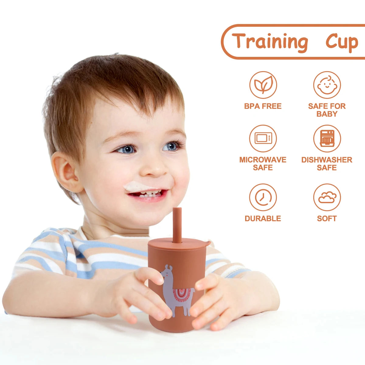 Silicone Training Cup and Straw for Children