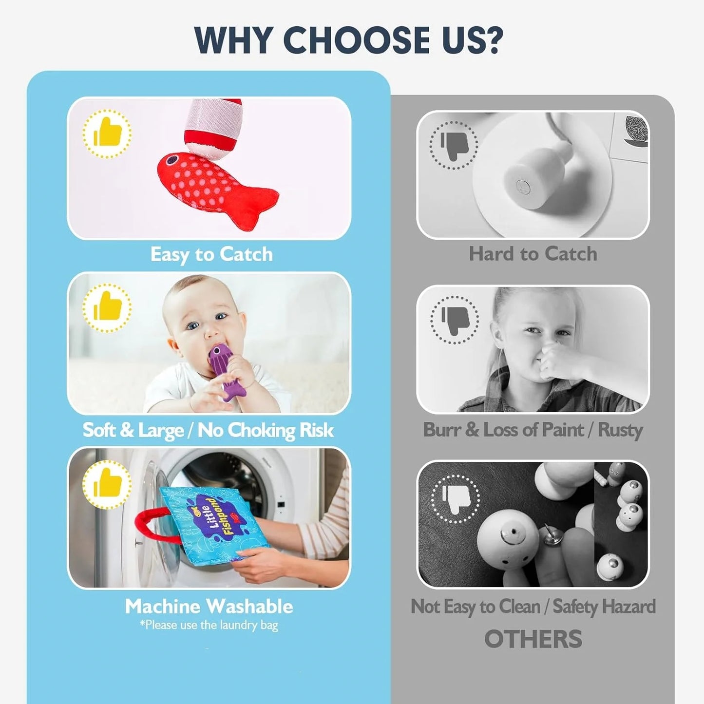 Toy Cloth Fishing Game with Stacking Cups Color for Toddlers