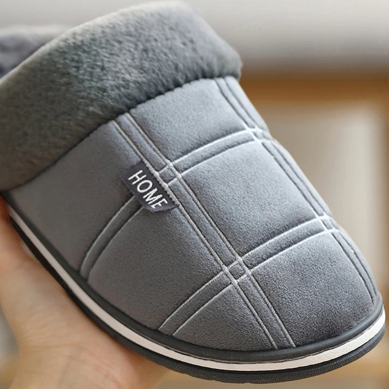 Plaid House Slippers for Men Memory Foam
