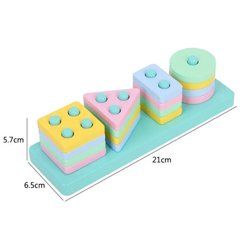 Kids Montessori Wooden Toys Macaron Blocks Learning Toy Baby Music