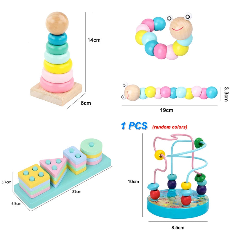 Kids Montessori Wooden Toys Macaron Blocks Learning Toy Baby Music