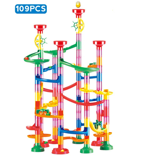 Marble Run Race Track Building Blocks Kids 3D Maze Ball Roll Toy DIY