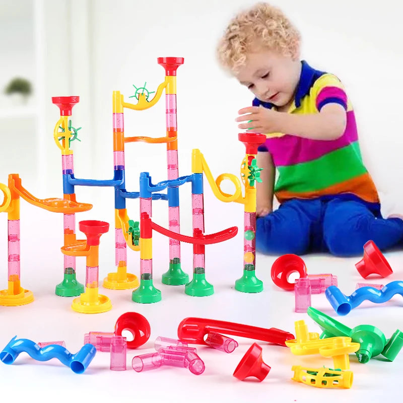 Marble Run Race Track Building Blocks Kids 3D Maze Ball Roll Toy DIY