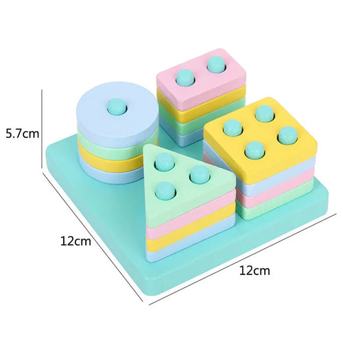 Kids Montessori Wooden Toys Macaron Blocks Learning Toy Baby Music