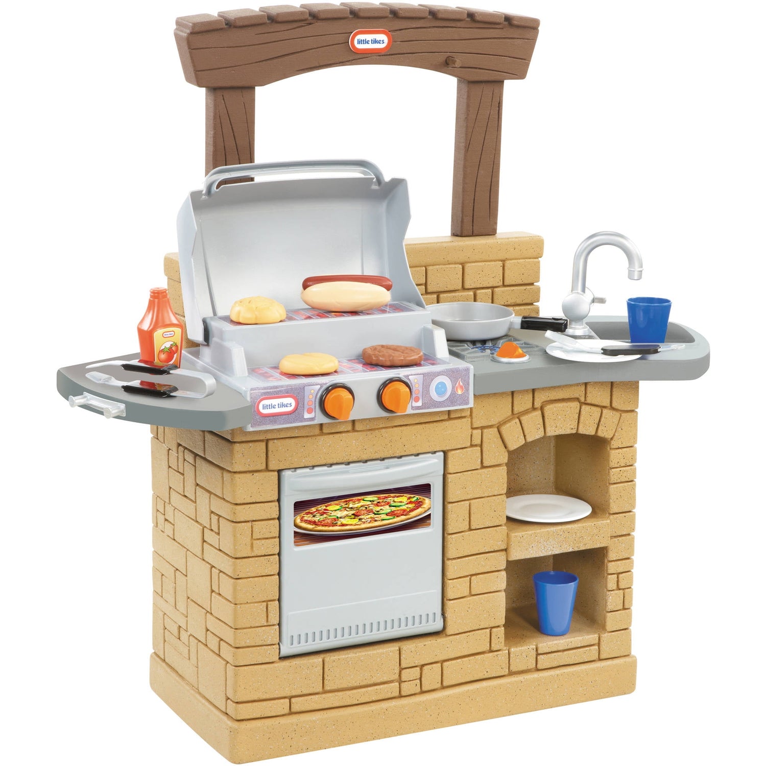 Cook 'N Play 12-Piece BBQ Playset with Oven, Tan, for Ages 3 to 5 Years
