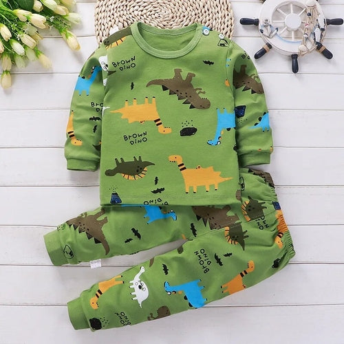 Children Sets 100% Cotton Kids Pajamas Boys Shirt Suit