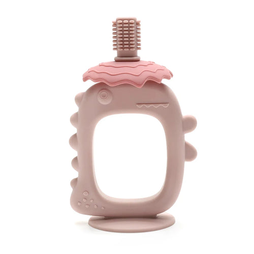 Dinosaur Teether with Handle Grip, Baby Teething Toys - Food Grade