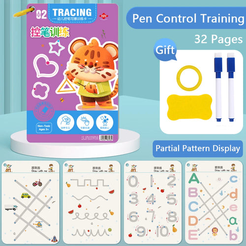 Reusable Pen Control Training Book for Children Tracing