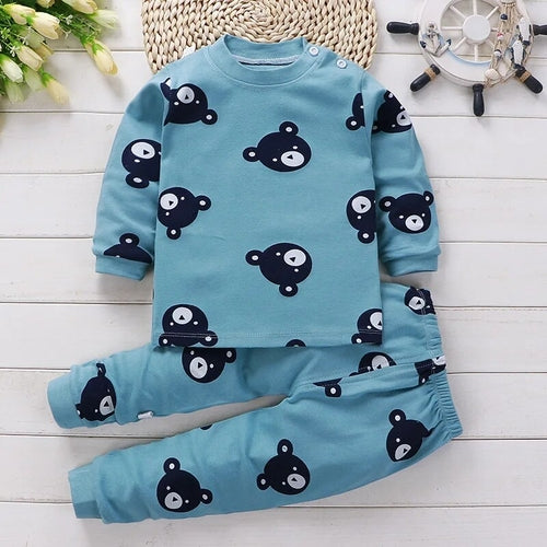 Children Sets 100% Cotton Kids Pajamas Boys Shirt Suit