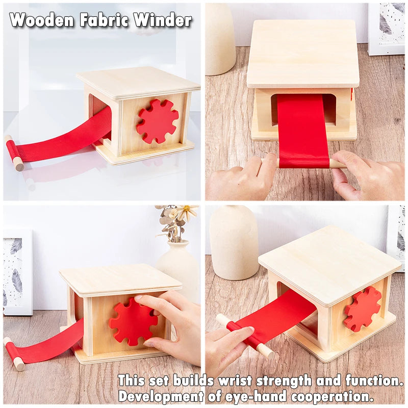 Kindergarten Montessori Wooden Toys Winder Object Permanence Box