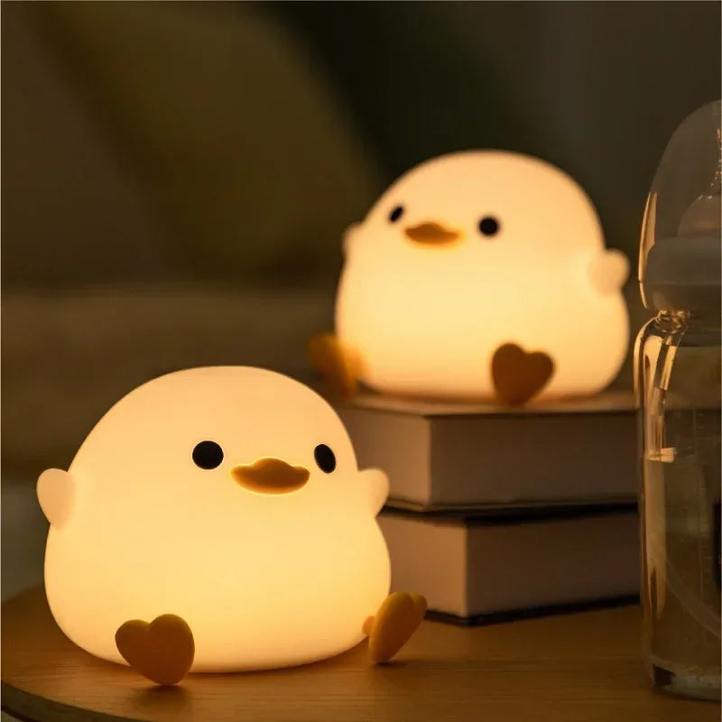 Cute Duck Led Night Light USB Rechargeable Silicone Lamp
