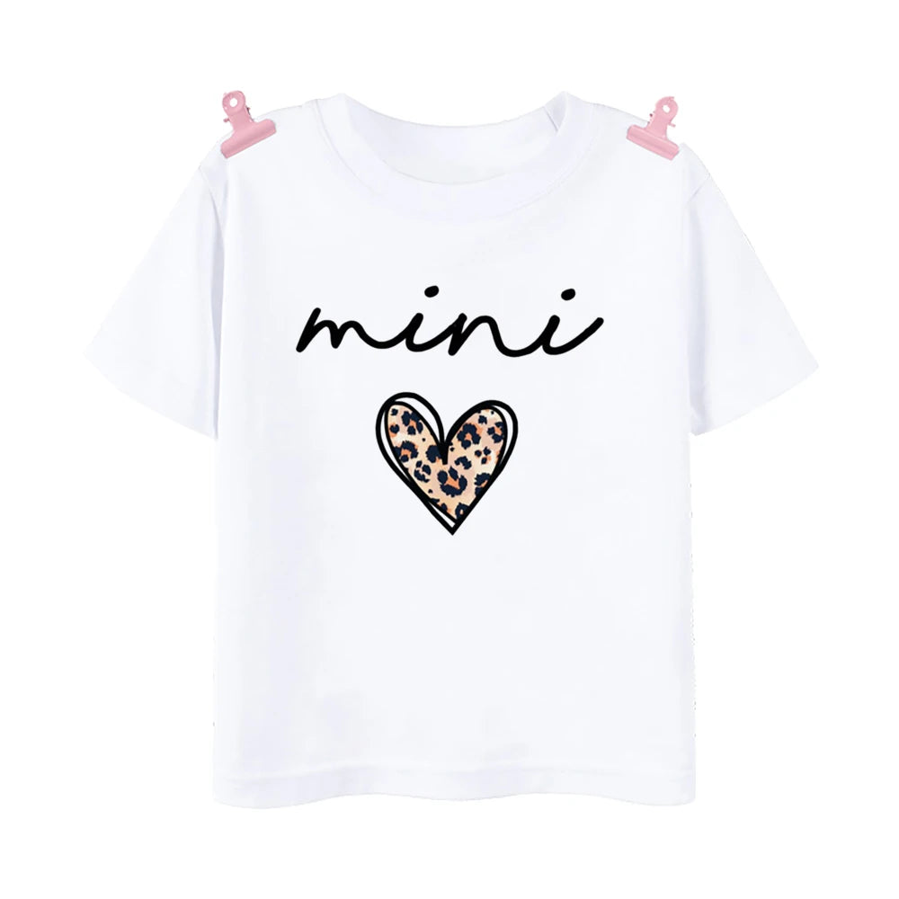 Mama Mini Leopard Heart Print Family Matching Clothes