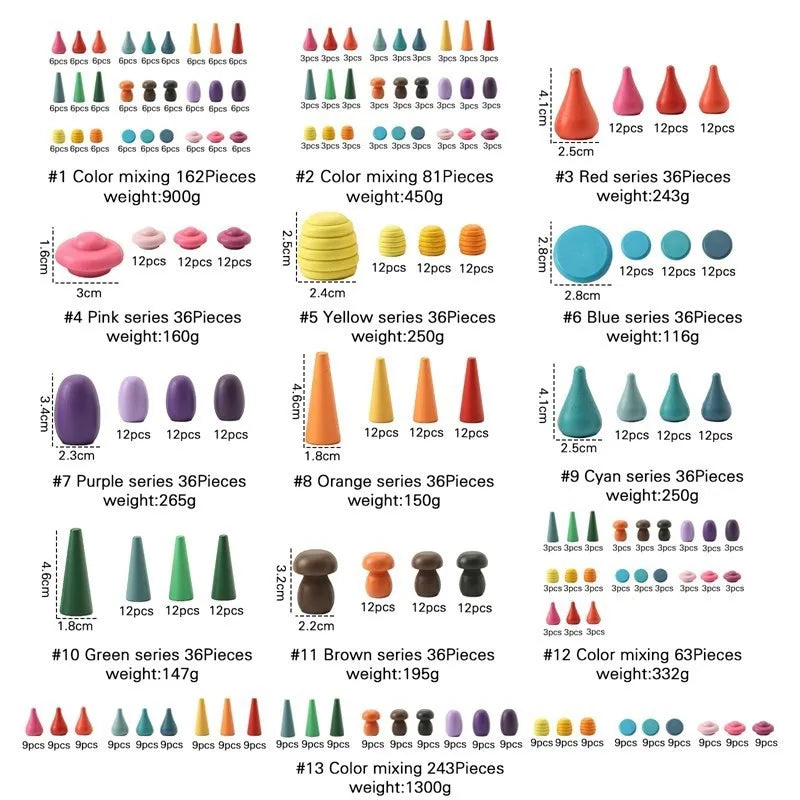 Rainbow Wooden Montessori Creative Loose Parts Toys