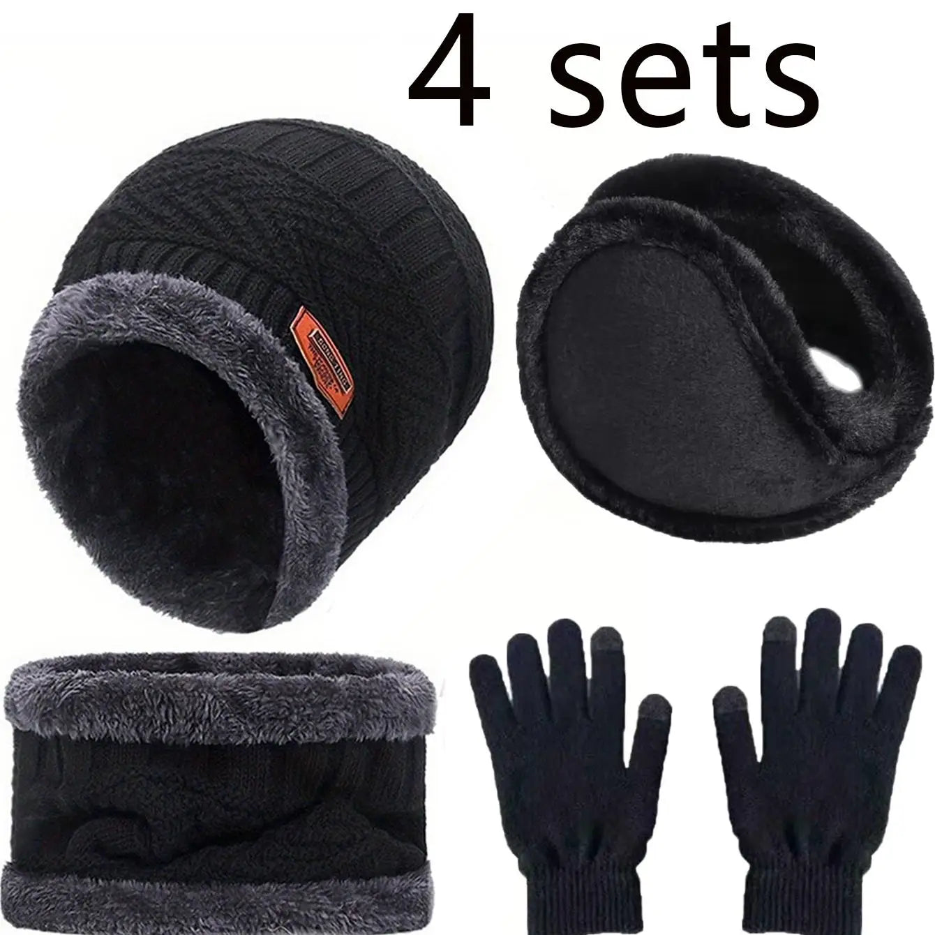 2Pcs 4Set Winter Warm Hat Scarf Gloves Set (3+Years)