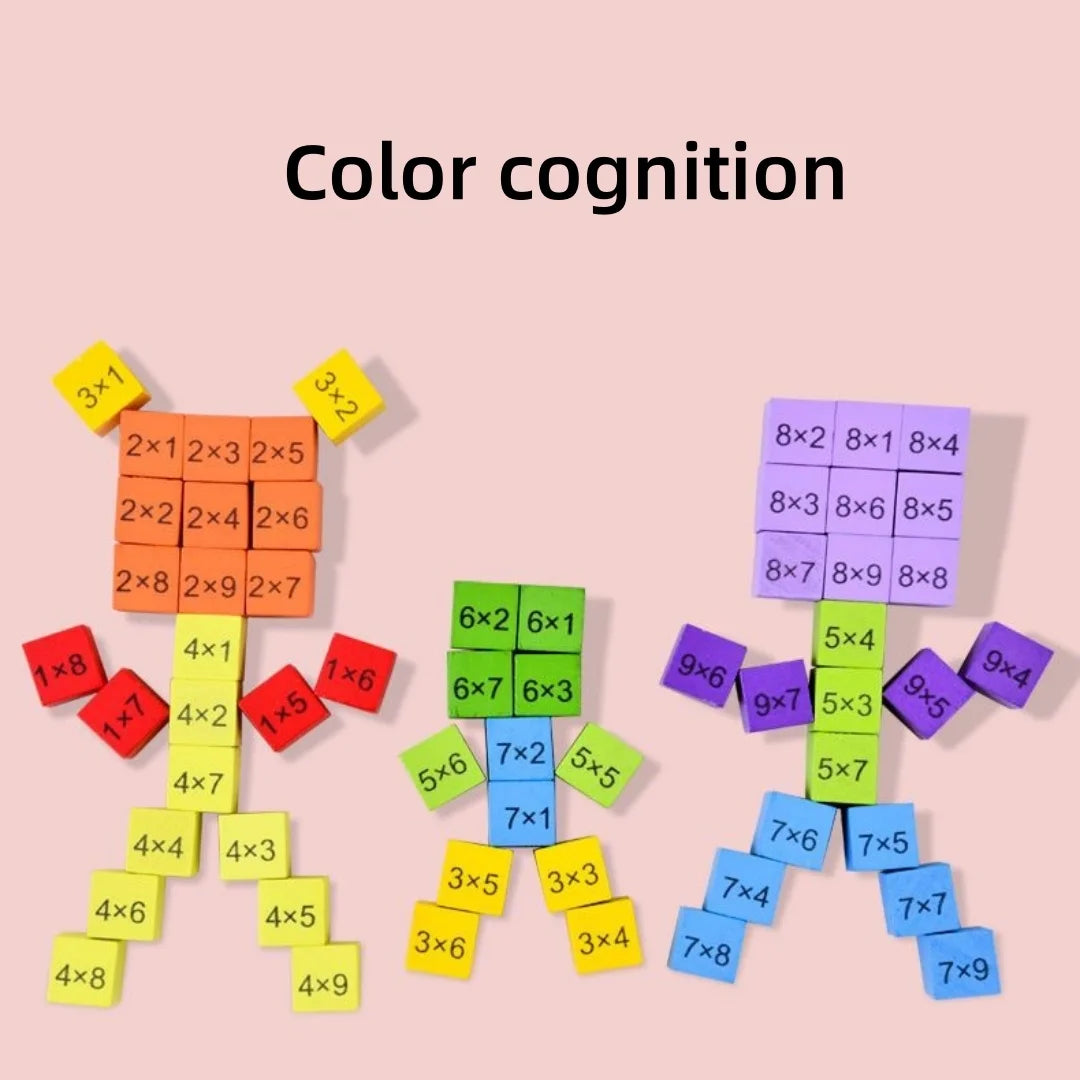 Wooden Multiplication Board Game, 81 Cubes Blocks Montessori 9*9 Times