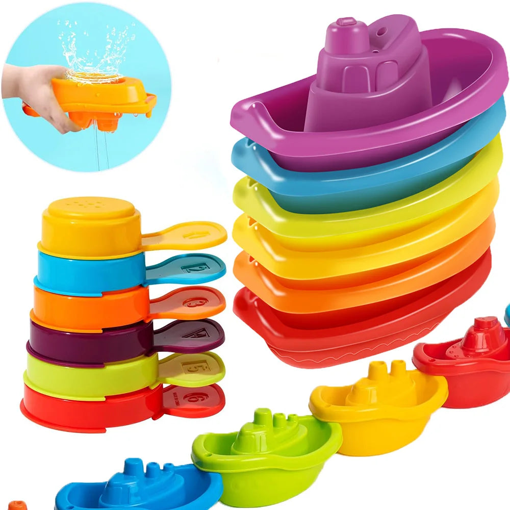 Baby Bath Toys, Stacking Boat & Spoons Toys, Early Education