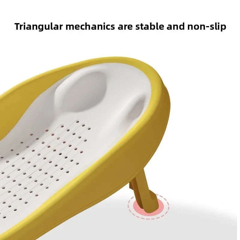 Foldable Baby Bath Seat - Non-Slip PP Shower Net Support, Ergonomic