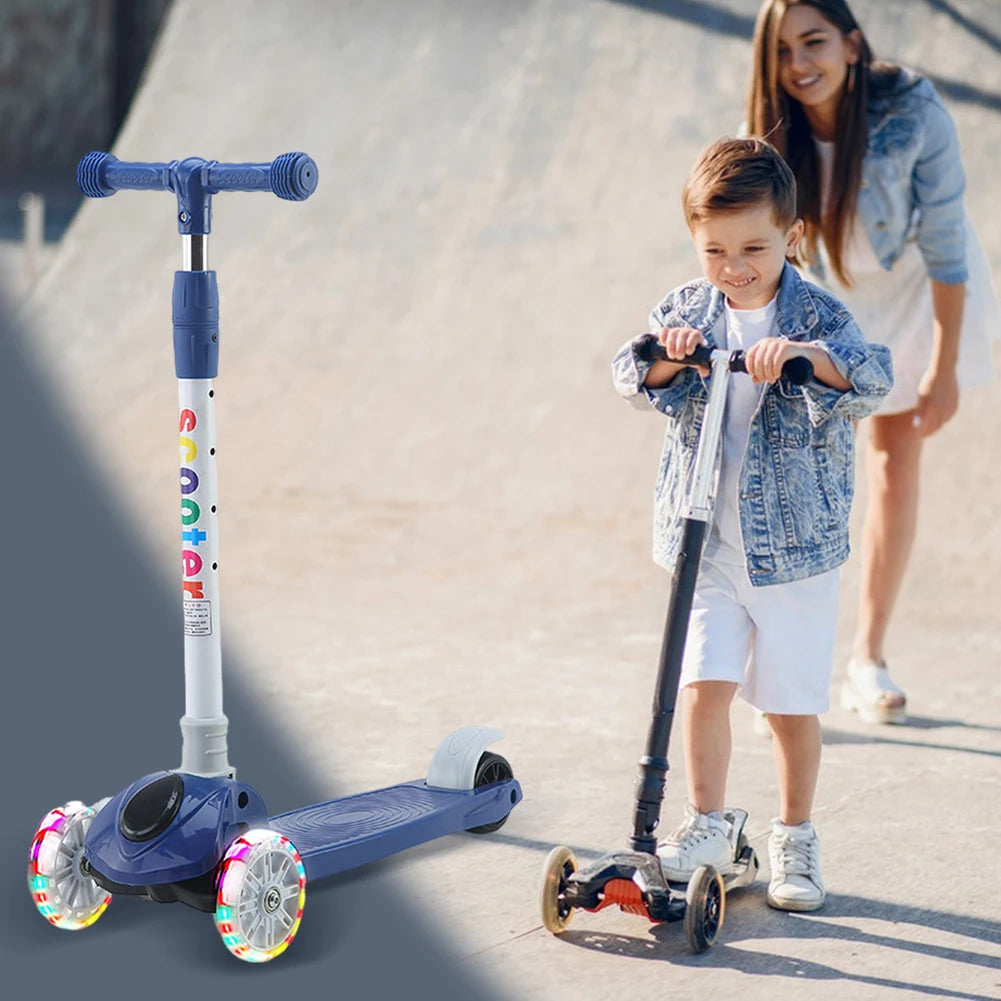 Kids Push Scooter Light-Up Wheels Adjustable Height