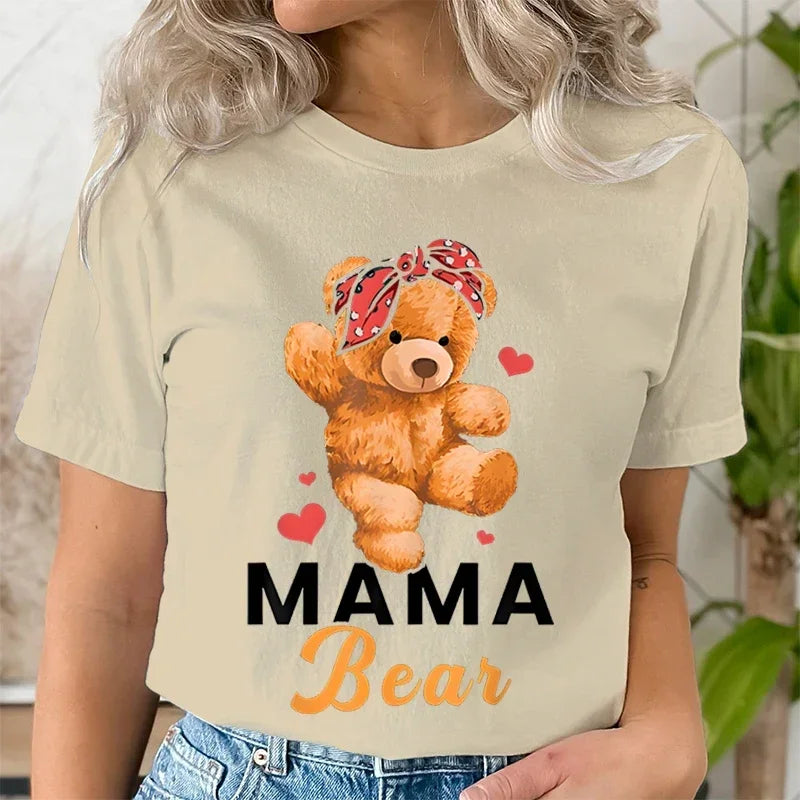 Teddy Mama Bear Graphic T Shirts Women