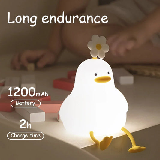 Cute Duck Led Night Light USB Rechargeable Silicone Lamp