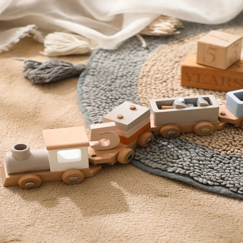 Wooden Train Montessori Baby Educational Toy