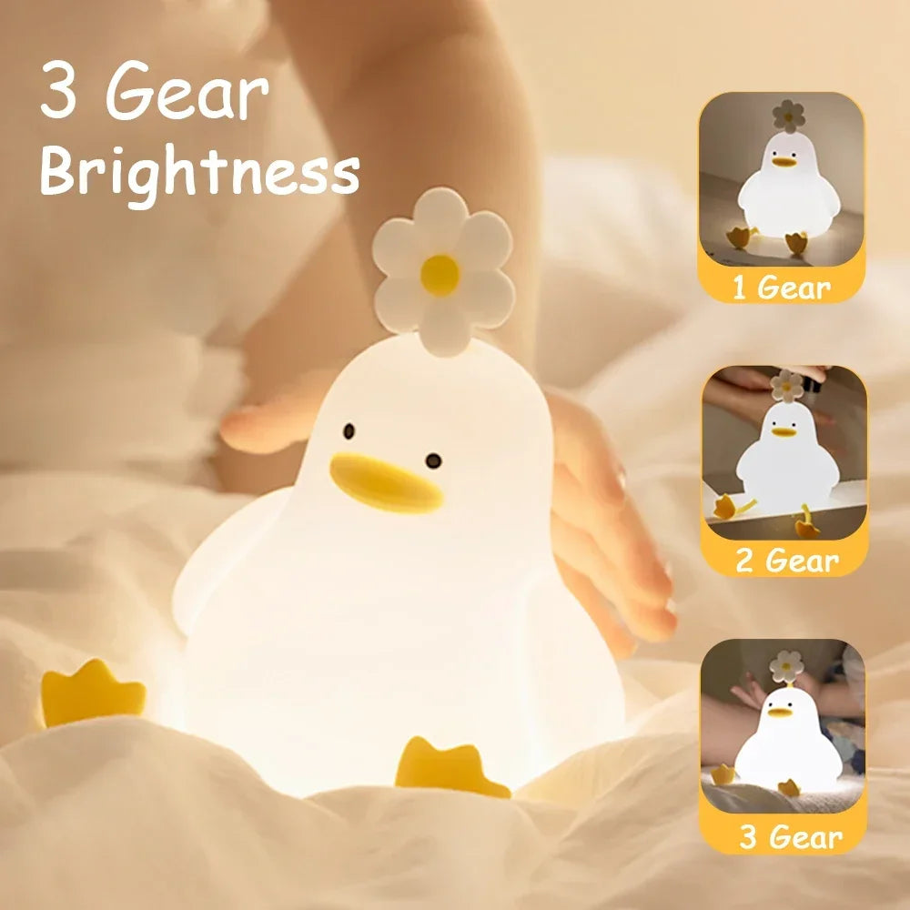 Cute Duck Led Night Light USB Rechargeable Silicone Lamp