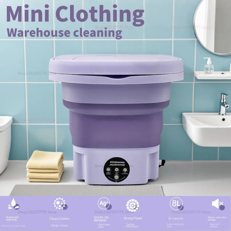 8L Portable Small Foldable Washing Machine with Spin Dryer