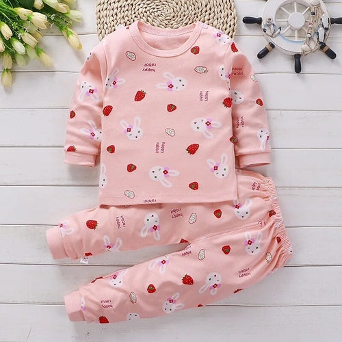 Children Sets 100% Cotton Kids Pajamas Girls Shirt Suit