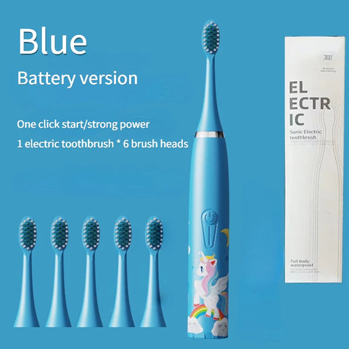Children's Cartoon Electric Toothbrush with 5 Replacement Heads