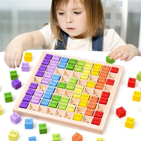 Wooden Multiplication Board Game, 81 Cubes Blocks Montessori 9*9 Times