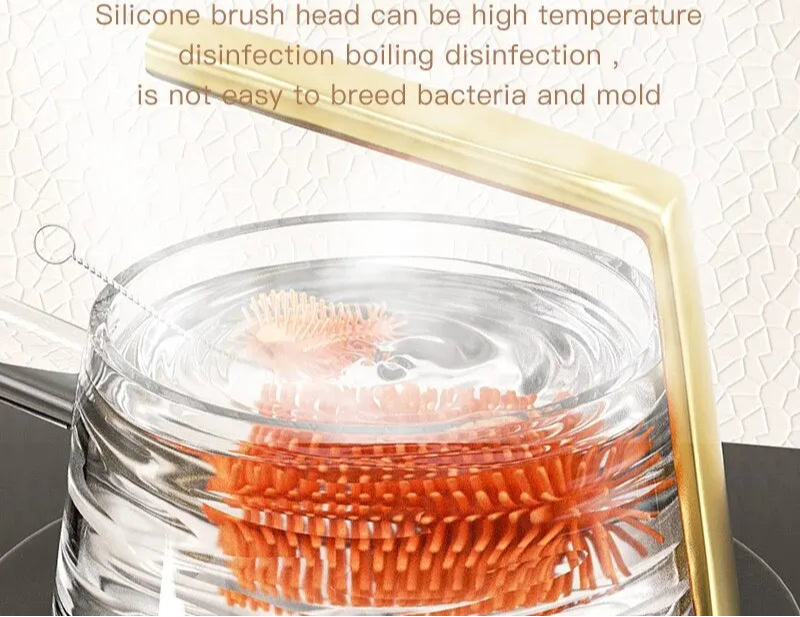 360 Degree Rotation 3 in 1 Silicone Baby Bottle Pacifier Brush Wash