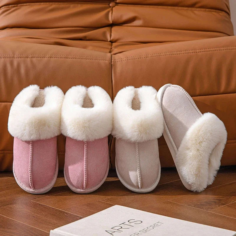 Flat Faux Fur Suede Fluffy Furry Home Slippers