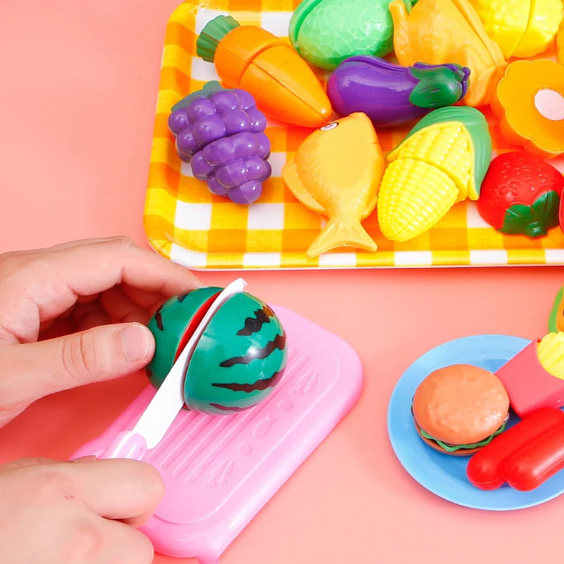 Cutting Play Food Toy for Kids Kitchen Pretend Fruit & Vegetable