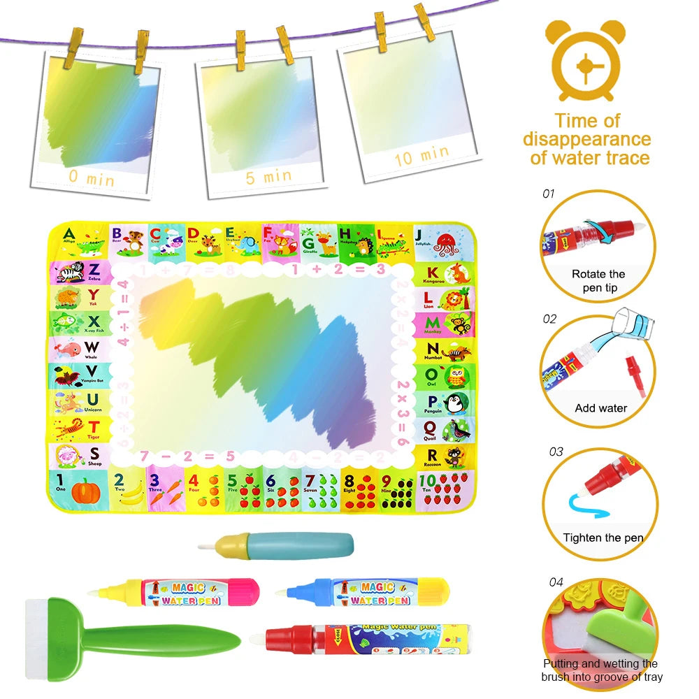 Magic Water Drawing Mat Coloring Doodle Mat with Magic Pens Montessori