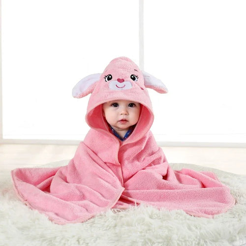 80*80cm Cartoon Baby Bath Towel Body Hooded Polyester Fiber Baby