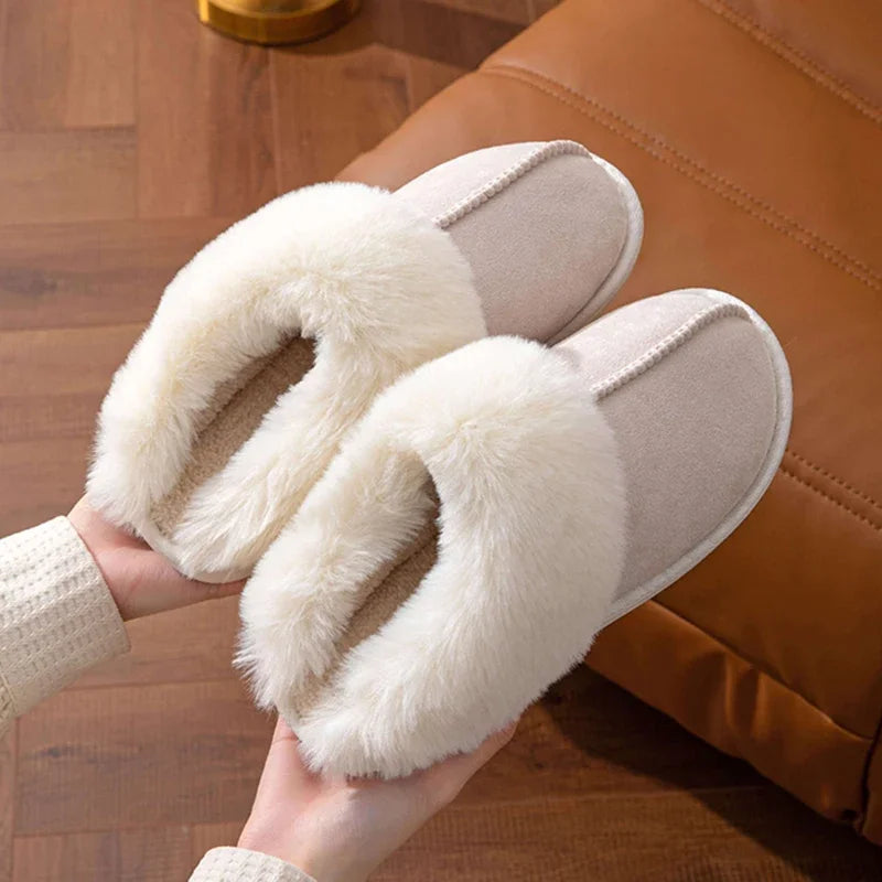 Flat Faux Fur Suede Fluffy Furry Home Slippers