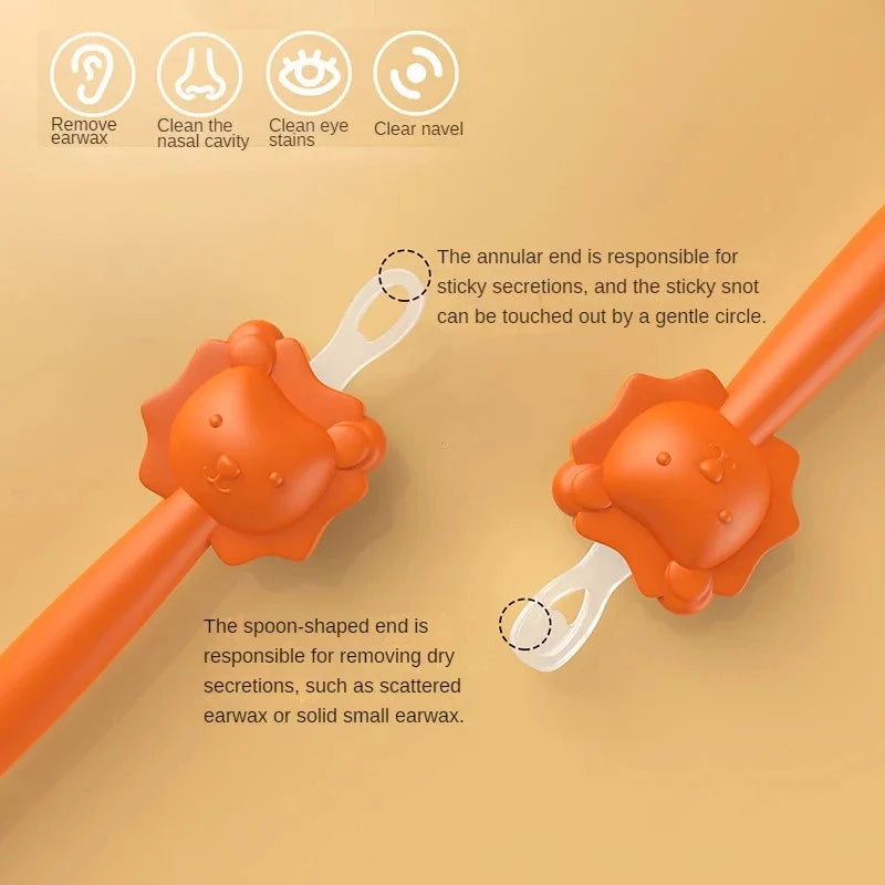 Baby Cleaner Spoon Double-Headed Soft Wax Curette Picker Nose Cleaner Silicone Ear Wax Pickers Clean Tweezers