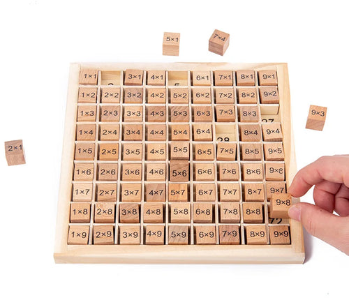 Wooden Multiplication Board Game, 81 Cubes Blocks Montessori 9*9 Times