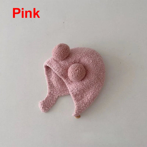 Cute Winter Warm Kids Girl Boys Baby Hats Fleece Wool Hemming Caps