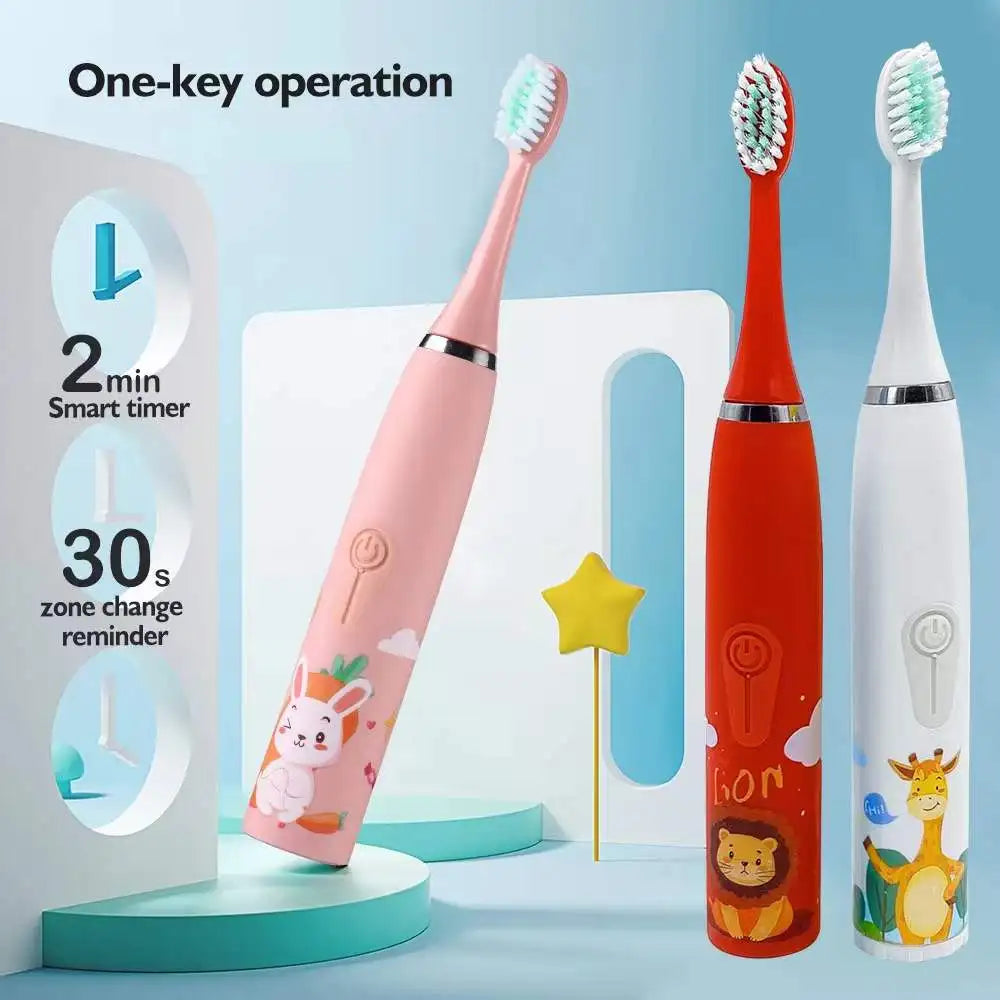 Children's Cartoon Electric Toothbrush with 5 Replacement Heads