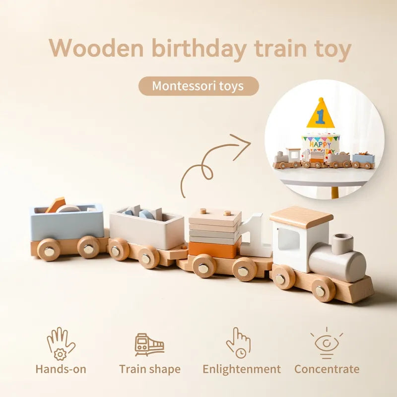 Wooden Train Montessori Baby Educational Toy
