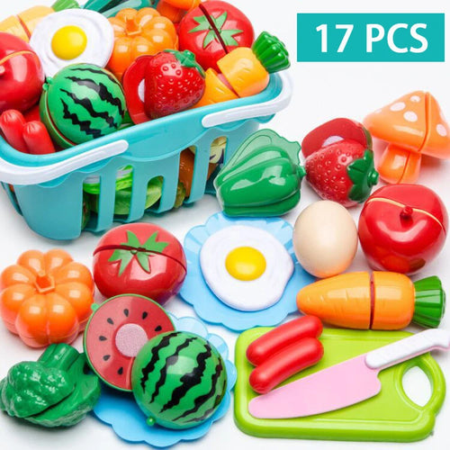 Cutting Play Food Toy for Kids Kitchen Pretend Fruit & Vegetable