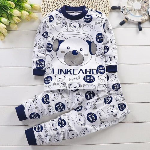 Children Sets 100% Cotton Kids Pajamas Boys Shirt Suit