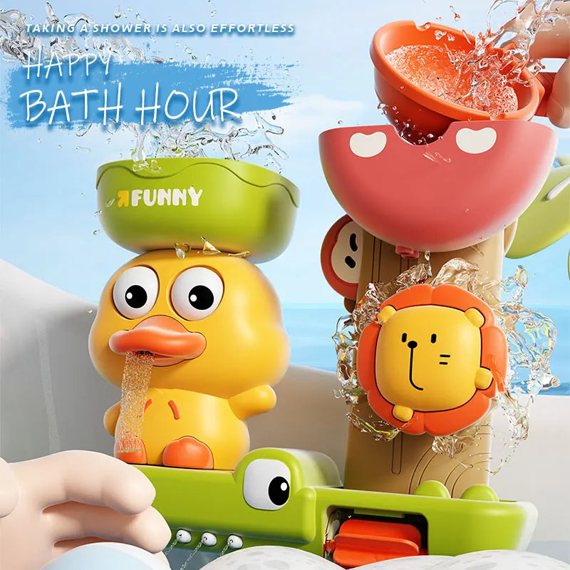 Duck/Flower Shape Baby Bath Toy Play Water in Lion Waterwheel Children