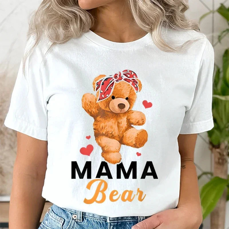 Teddy Mama Bear Graphic T Shirts Women